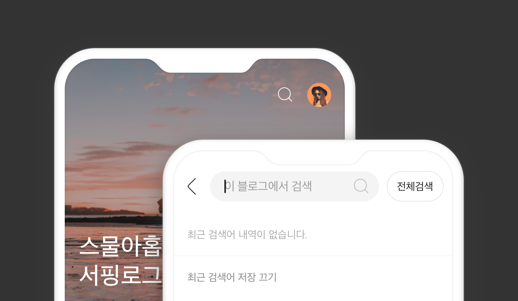 블로그 우측 상단에 돋보기 검색 버튼 표시 화면
